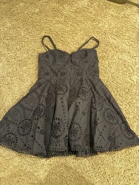 Zara black embroidered dress